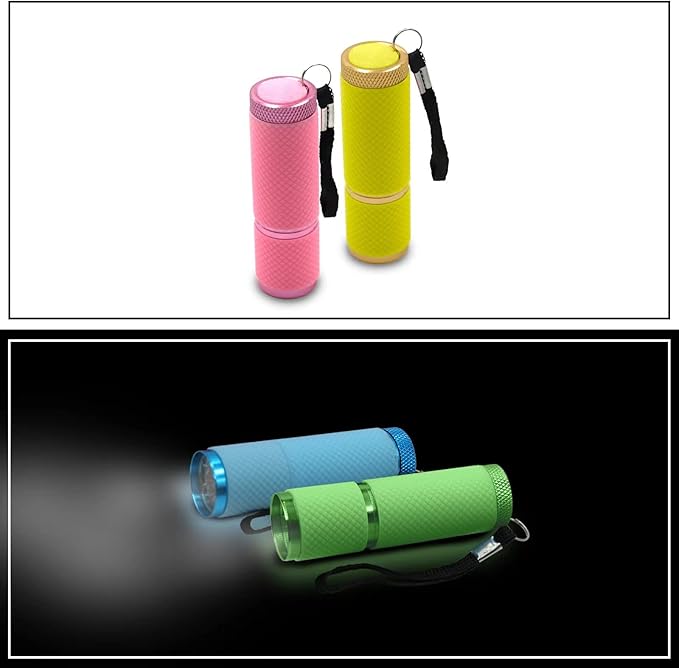 9 LED Glow in Dark Flashlights, 4 Pack Rubber Coated Handheld Flashlights with Straps, Aluminum Portable Lights for Camping, Hiking, Emergency
