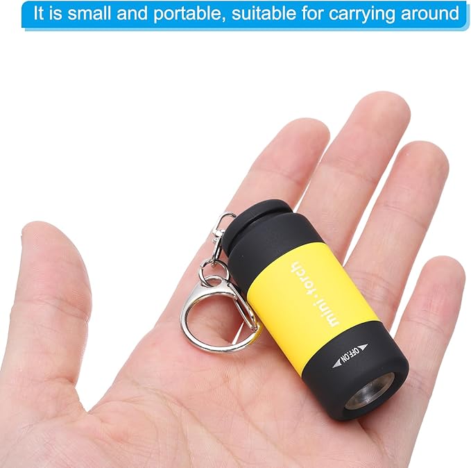 PATIKIL Mini Keychain Flashlight, Pocket LED Flashlight Portable Torch USB Rechargeable for Outdoor Camping Party, Yellow