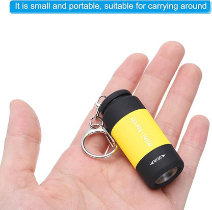 PATIKIL Mini Keychain Flashlight, Pocket LED Flashlight Portable Torch USB Rechargeable for Outdoor Camping Party, Yellow