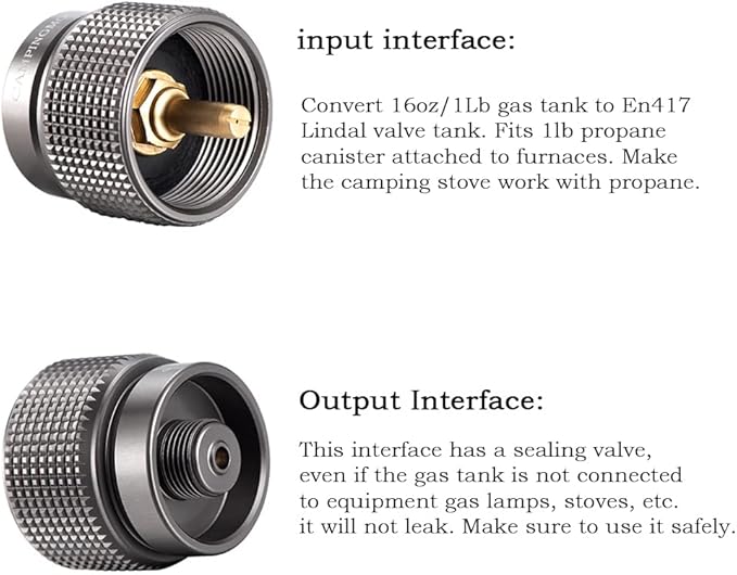 Campingmoon Gas Canister Refill Adapter, Portable Outdoor Gas Saver Lindal Valve Canister Shifter, Camping Canister Vent Valve, Z15