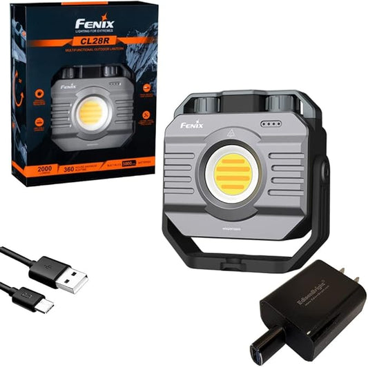Fenix CL28R 2000 lumen rechargeable work light(Worksite light) warm white/cool white/red photo/video light with EdisonBright USB charging adapter bundle