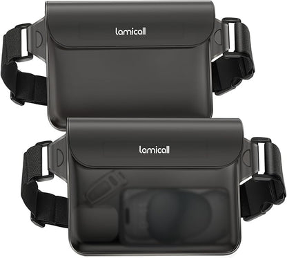 Lamicall Waterproof Fanny Pack, Cruise Essentials 2025 - [Elastic Waist Strap] Dry Bag Pouch, Travel, Boat, Paddle, Kayak, Beach, Swimming Accessories, 8.7” for iPhone 16 15 14 13 Pro Max, Galaxy