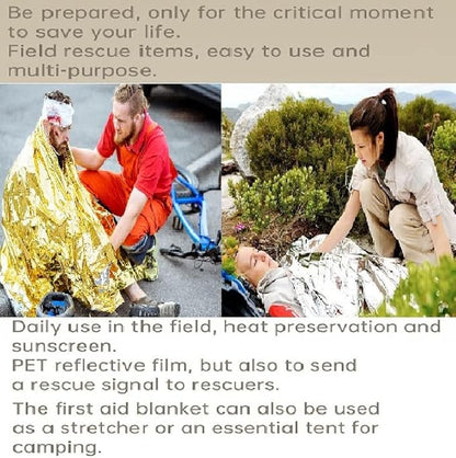 GALAXYLENSE Emergency Mylar Thermal Blanket for Survival First Aid Kits Army Outdoors Hiking Camping Bug Out Trauma Desert All Weather Condition Protection (Silver)