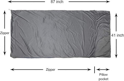 Browint Premium Sleeping Bag Liner with All Around Two-Way Zippers, 87"x41" Extra Wide Sleeping Sack for Hotel, Breathable Lightweight Travel Sheet, Multifunctional Bed Sheet for Camping, All Seasons
