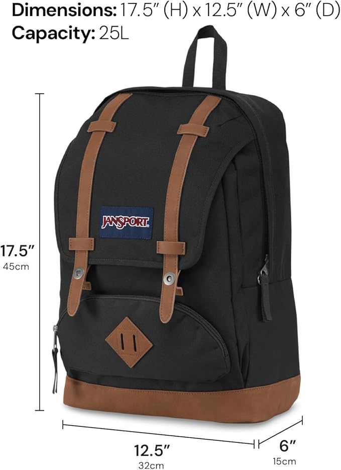 JanSport Cortlandt Laptop Backpack, Deep Juniper, 15” Laptop Sleeve-Synthetic Leather Shoulder Computer Bag with Large Compartment, Padded Straps- Rucksack for Men, Women