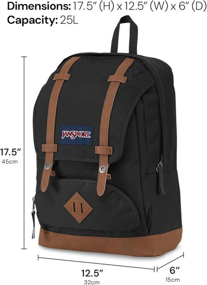 JanSport Cortlandt Laptop Backpack, Deep Juniper, 15” Laptop Sleeve-Synthetic Leather Shoulder Computer Bag with Large Compartment, Padded Straps- Rucksack for Men, Women