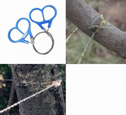 3X Wire Saw Stainless Steel Pocket Chainsaw Mini Saw Emergency Chainsaw Survival Kit Outdoor Tools(Blue)
