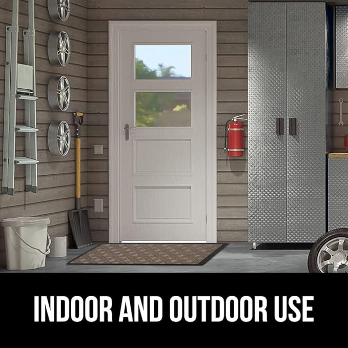GORILLA GRIP 100% Waterproof All-Season WeatherMax Doormat, 72x24 Runner, Durable Natural Rubber, Stain and Fade Resistant, Low Profile, Indoor Outdoor Door Mats, Easy Clean Mat, Taupe Basket Weave