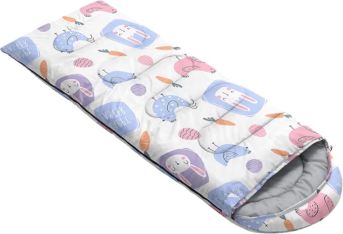 Kids Sleeping Bag for Boys Girls,Cute Puppy Print-Lightweight Warm Portable Outdoor Indoor-Waterproof Cold Weather Resistant Sleeping Bag for Camping Hiking