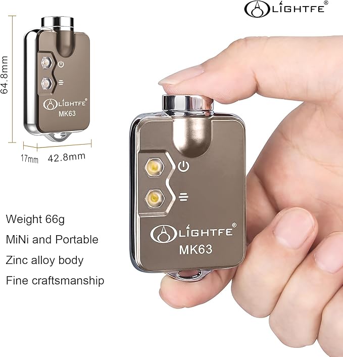 LIGHTFE Key-Chain Flashlight MK63 3 in 1 uv Light+Glare White Light+red Light for EDC Flashlight, Camping Flashlight, Emergency Light Designs to Max. 300LM Brightness, 3 Colors LED Lamp(Grey)