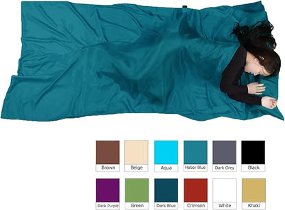 Browint Silk Sleeping Bag Liner, Silk Sleep Sack, Extra Wide 87"x43", Lightweight Travel Sheet for Hotels, More Colors for Option, Reinforced Gussets