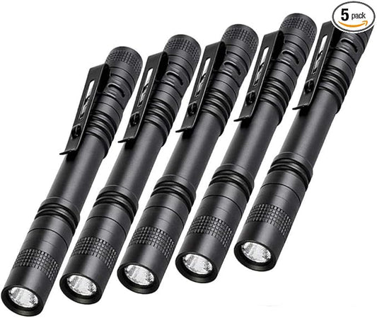 Pen Flashlight,5PCS Led Pen Light Flashlights with Clip,500 Lumen Mini Pocket Medical Penlight Inspection Flashlight