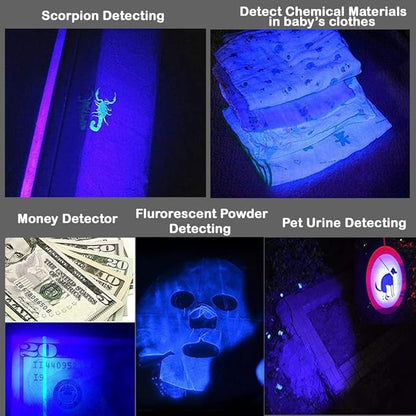 (Pack of 5 Multicolored 3-Mode Flashlight: Red Light Flashlight, Green Light Flashlight, Blue Light Flashlight, 395 UV Light Flashlight, White LED Light Flashlight