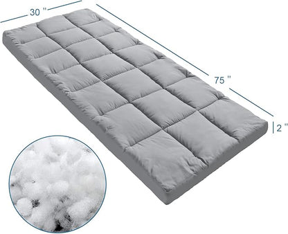 Cot Mattress Topper (Improved Thickness), Quilted Cot Pads for Camping, Soft Comfortable Sleeping Cot Mattress Pad Only, Camping Mattress Pad 75"x30" for Camp Cot/Rv Bunk/Narrow Twin Beds, Navy