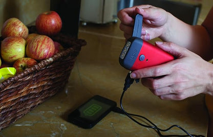 Eton - American Red Cross Clipray Crank-Powered, Clip-On Flashlight & Smartphone Charger,Cherry Red,Hand Crank, Hands Free Carabiner Clip, Pack of 2