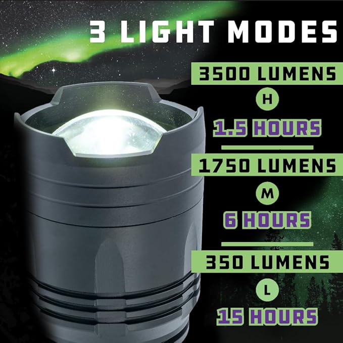 KODIAK Tactical Flashlight | Compact and Portable LED Flashlight 3500 Lumens | Durable and Rubber Coated Flash Light and Work Light Perfect for Camping, Hiking and Gifts for Men