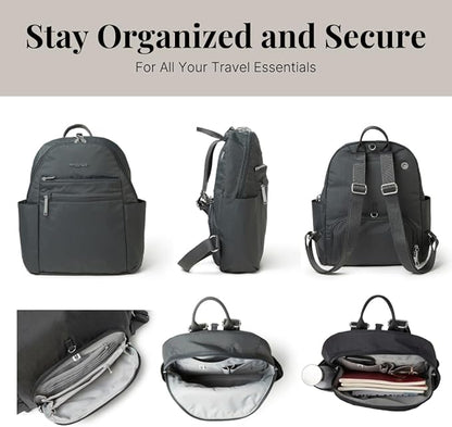 Securtex® Anti-theft Vacation Travel Backpack 10x13" Slash-Resistant Nylon Daypack w/RFID, Charcoal