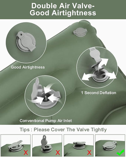 Inflatable Sleeping Pad for Camping, Extra Thick 3.9 Inch Self Inflating Camping Pad with Built-in Foot Pump & Pillow, Ultralight Compact Camping Sleeping Mat for Backpacking Camping Hiking