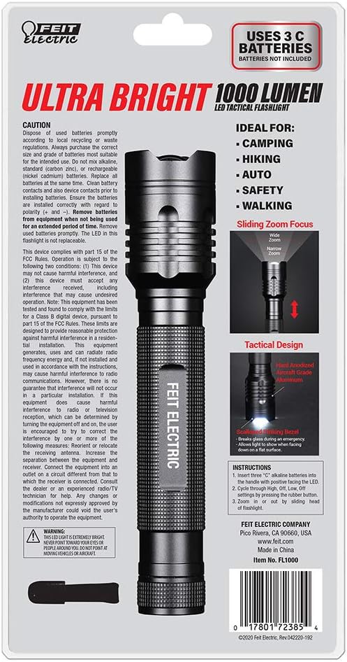 Feit Electric FL1000 1000 Lumens Ultra Bright 3-Cell C LED Flashlight