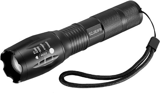 18650 Lightweight Flashlight Military Flashlight LED Pocket Flashlight Handheld Powerful Flashlight,5 Modes Zoomable, Aluminum Alloy,Waterproof for Home and Outdoor