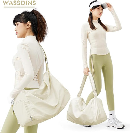 Small Gym Bag with Shoe Compartment, Workout Sport Duffle Bag for Women Travel, Waterproof Shoulder Overnight Bags Lightweight Carry on Tote Bags for Swim, Yoga, Dance