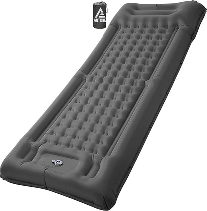 Camping Sleeping Pads，Extra Thick 5 Inch Inflatable Sleeping Mat with Pillow Built-in Pump，Oversized Mattress Super Portable Backpacking Sleeping Pad (Grey-Single)