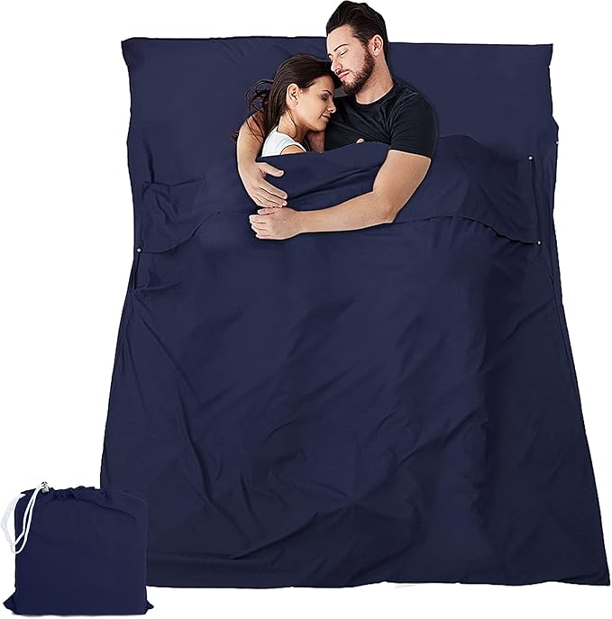 Sleeping Bag Liner and Camping Sheet, Camping & Travel Sheets for Adults, Lightweight Double Sleep Sack for Outdoor Travel Hiking Hotels Picnics