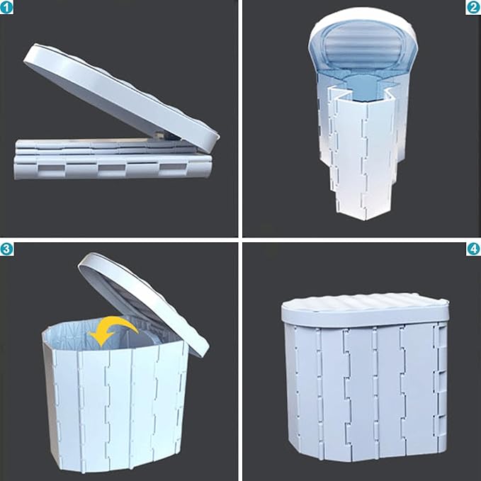 Portable Toilet for Camping,Folding Toilet with Lid,Foldable Car Travel Toilet Portable with Carry Bag for Camping,Car,Travel, Outdoor,Hiking,Backpack,Trips,Tent,Boat,Beach,Traffic Jam,Home (White)