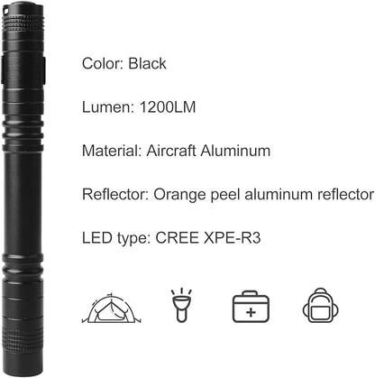 Flashlight, 2 PCS Mini Pen LED Lights, High Lumens, Pocket Size, Removable Clip, Wide Application, Batteries Not Included