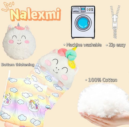 Happy Kids Sleeping Bag, Animal Bags, Sleepy Sack, Comfy, Cozy, Compact, Sleeping Bag with Pillow, Soft Pillow, Nap Mat, Wram Plush with Cotton, Slumber Bag
