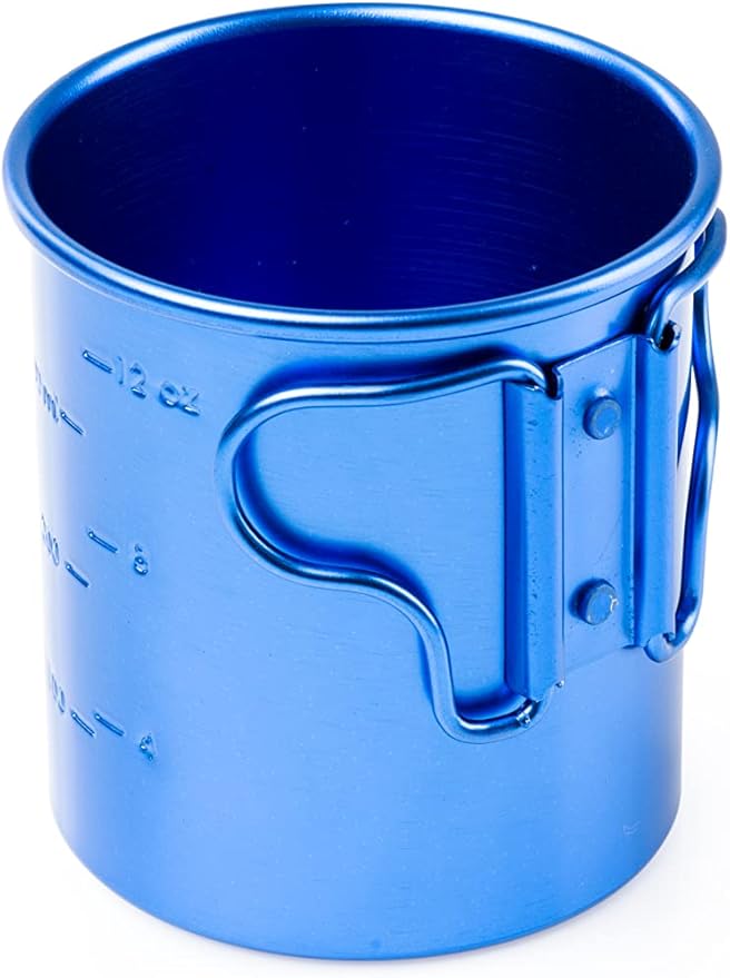 GSI Outdoors Bugaboo Cup - Ultralight Aluminum Camping & Backpacking Mug with Folding Handles - Hot Coffee, Tea, Soup (14oz)
