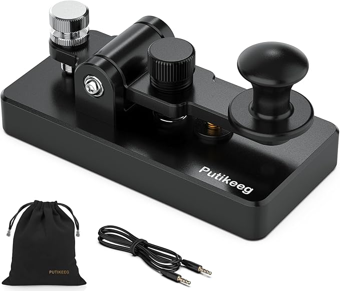 Classical Morse Mini Code Key Morse Code Paddle Key Aluminum Alloy Mini-Key Morse CW Portable Key Morse Practice Key Black