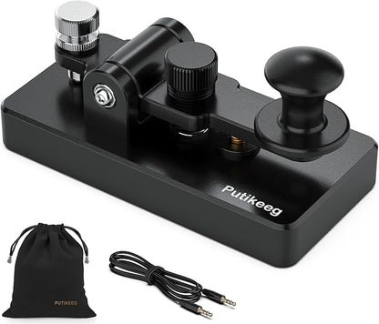 Classical Morse Mini Code Key Morse Code Paddle Key Aluminum Alloy Mini-Key Morse CW Portable Key Morse Practice Key Black