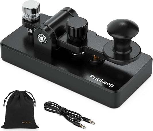 Classical Morse Mini Code Key Morse Code Paddle Key Aluminum Alloy Mini-Key Morse CW Portable Key Morse Practice Key Black