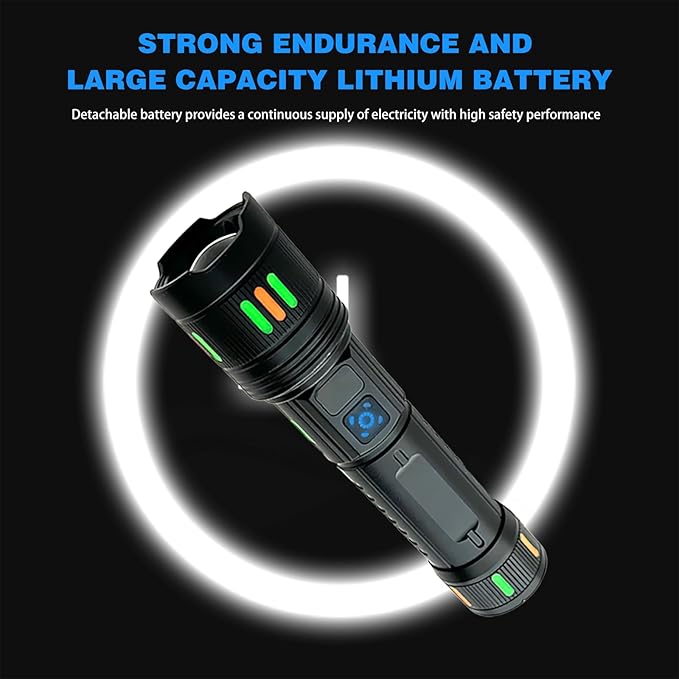Flashlights Rechargeable High Lumens, Super Bright Flashlight, Adjustable Tactical Flashlight Waterproof Handheld Flash Light LED Flashlight for Emergencies, Camping, Hiking