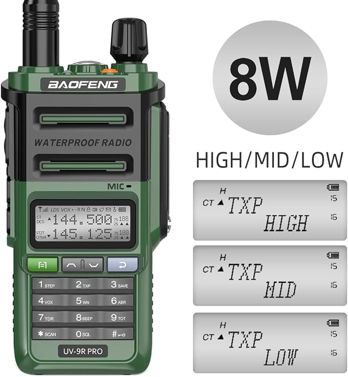 BAOFENG UV-9R Pro Ham Radio Handheld Two Way Radio Dual Band Waterproof Transceiver Long Range Rechargeable Walkie Talkie with Programming Cable and Type-C Charger
