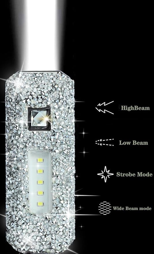 Bling Flashlight Rhinestone Sparkly Glitter Flash Light for Woman Diamond Decor Cute Pink Flashlight Camping Essentials