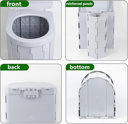 Portable Toilet for Camping,Folding Toilet with Lid,Foldable Car Travel Toilet Portable with Carry Bag for Camping,Car,Travel, Outdoor,Hiking,Backpack,Trips,Tent,Boat,Beach,Traffic Jam,Home (White)