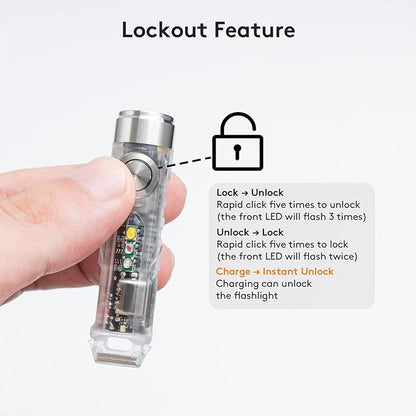 RovyVon 4th USB-C Aurora A8 EDC Flashlight, 6500K LED Max 650 Lumen, Momentary On Keychain Light with Magnetic Clip/Base, Lock Mode, for Checking Outdoor(365nm/Red/White)