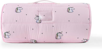 Kids Sleeping Bag Nap Mat with Pillow & Blanket – 3-in-1 Machine Washable Quilted Mat for Toddlers – Portable with Handles – 20" x 50" for Daycare, Preschool, Travel, & Sleepovers
