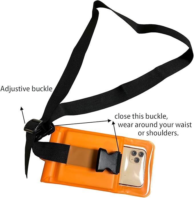 DRLOKPAK surfing waterproof Waist pouch Crossbody Chest Bag Fanny Pack Snorkeling Swimming Bag Beach Floating Dry Phone case holder (Black)