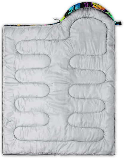 AILONEN Kids Floral Cat Camping Sleeping Bags,Lightweight & Waterproof,3 Season Warm & Cool Weather,Kawaii Kitten Sleeping Bags for Girls Adults,Travelling,Outdoors
