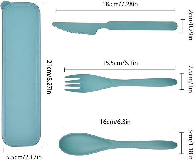 Camping Utensil Set, Reusable Utensils Set with Case, Plastic Cutlery Set Forks Spoon Tableware Chopsticks, Portable Cutlery Set for Travel Picnic Camping or Daily Use (Dark Color-8)