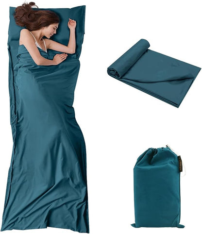 Travel and Camping Sheet Sleeping Bag Liner - Lightweight Compact and Portable Adult Sleeping Bag - Ideal for Traveling,Hostels and Camping