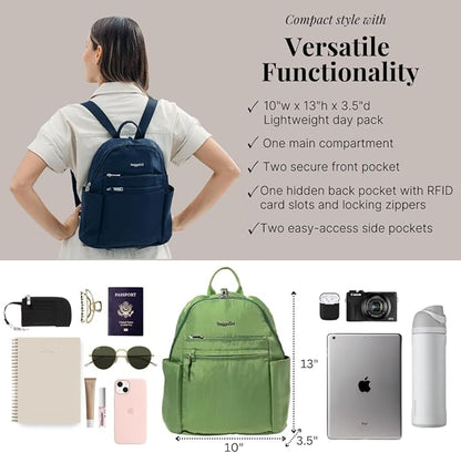 Baggallini Securtex Anti-theft Vacation Backpack for Women - Lightweight Travel Backpack Locking Zipper & RFID Wallet
