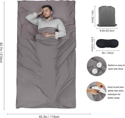 Sleeping Bag Liner,Travel Sheet & Adult Sleep Sack, Camping Sheets Travel Sleep Sack for Backpacking,Hotels & Hostels -Lightweight Single &Double Travel Sheet Camping Sheets