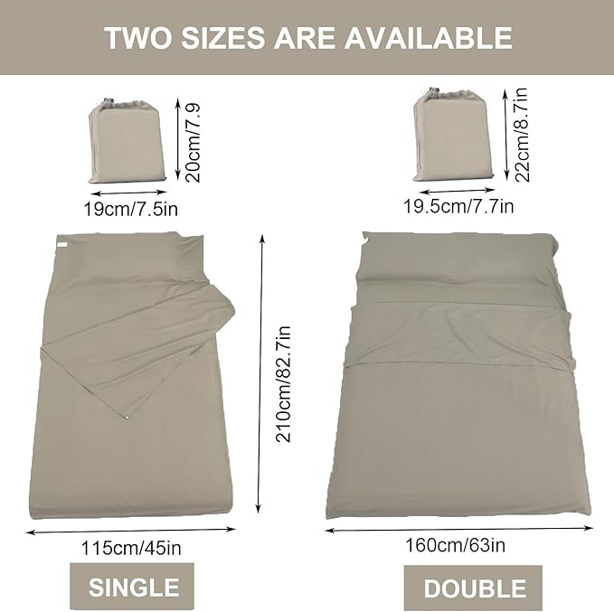 Sleeping Bag Liner Portable Travel Camping Sheets Lightweight and Compact Sleeping Sack Sheets for Adults Comfortable Liners for Traveling Hotel Camping Picnic Hostels Backpacking