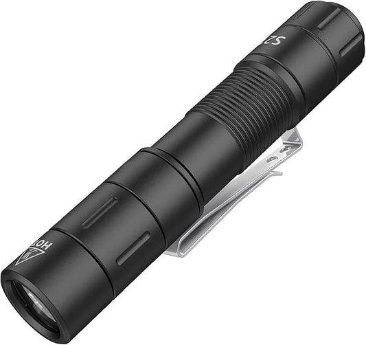 FZH S21 Rechargeable LED Flashlight 880 Lumen Mini EDC Tail Switch Flashlight (Powered by USB Rechargeable Battery), Slim Pocket Flash Light with On/Off Locking Mode for Camping, Outdoor, Emergency