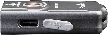 Fenix E03R v2.0 Keychain Flashlight, Grey, 500 Lumen Bright USB-C Rechargeable EDC with Red LED and Lumentac Organizer (Grey)