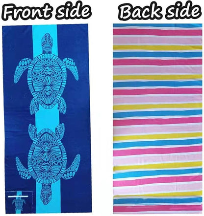 HAOKUN Microfiber Oversize Beach Towel,Sand Free Beach Towel (Blue Turtle)